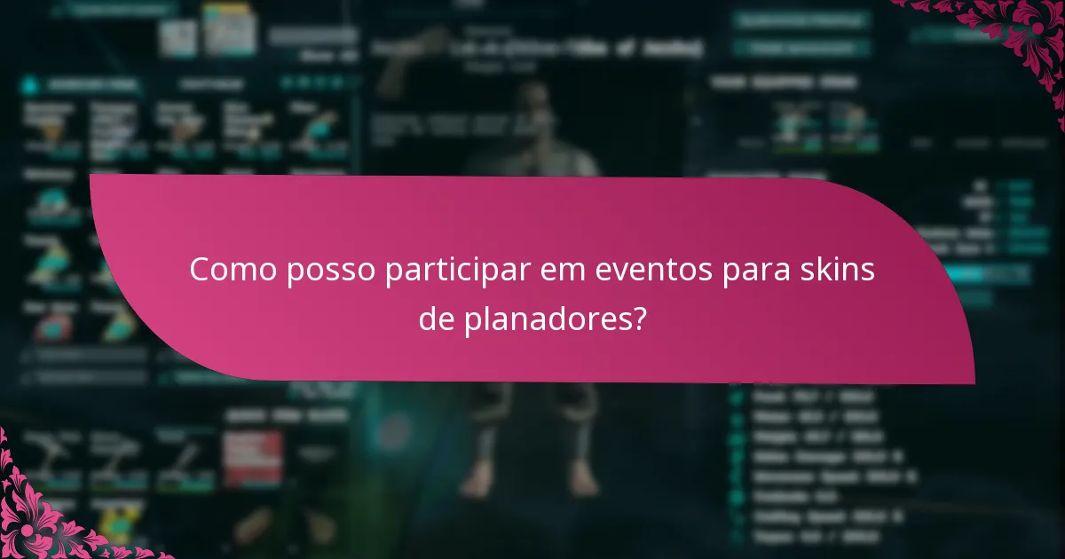 Qual é o processo para reivindicar skins de planadores?