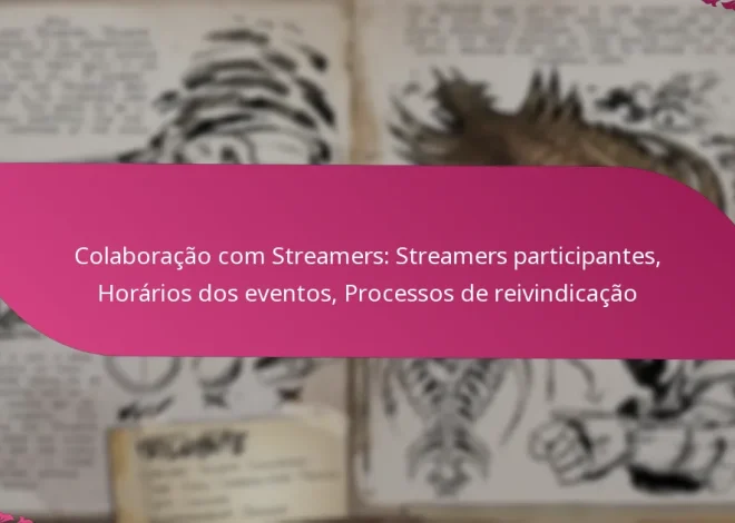 Colaboração com Streamers: Streamers participantes, Horários dos eventos, Processos de reivindicação