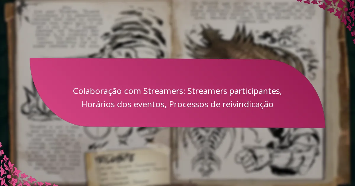 Colaboração com Streamers: Streamers participantes, Horários dos eventos, Processos de reivindicação