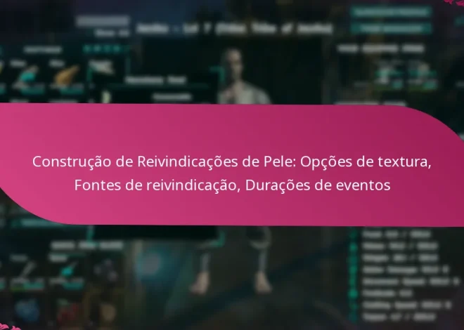 Construção de Reivindicações de Pele: Opções de textura, Fontes de reivindicação, Durações de eventos