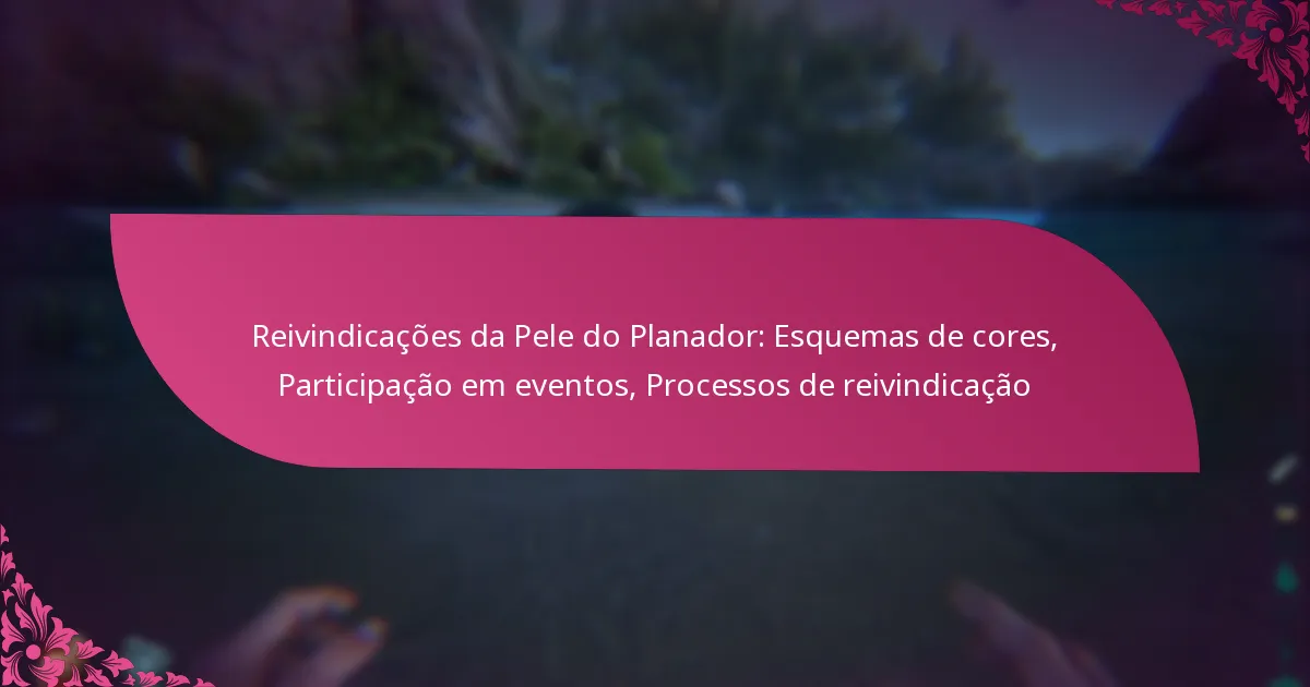 Reivindicações da Pele do Planador: Esquemas de cores, Participação em eventos, Processos de reivindicação