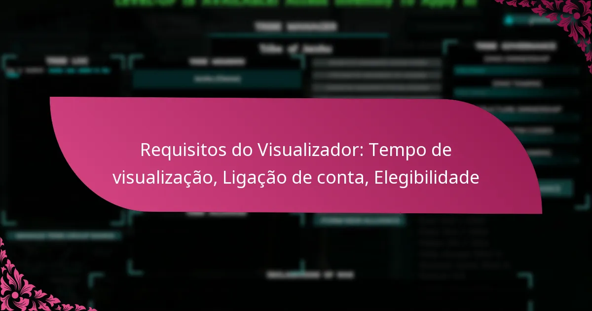 Requisitos do Visualizador: Tempo de visualização, Ligação de conta, Elegibilidade