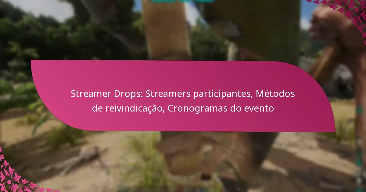 Streamer Drops: Streamers participantes, Métodos de reivindicação, Cronogramas do evento