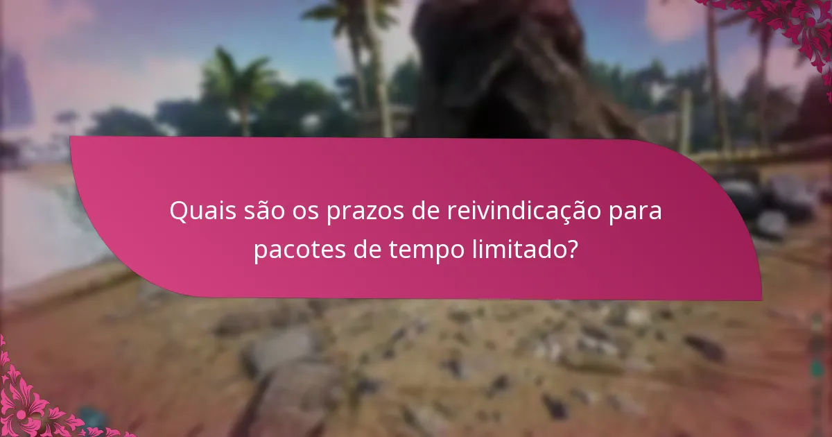 Quais são os termos e condições para reivindicar pacotes?